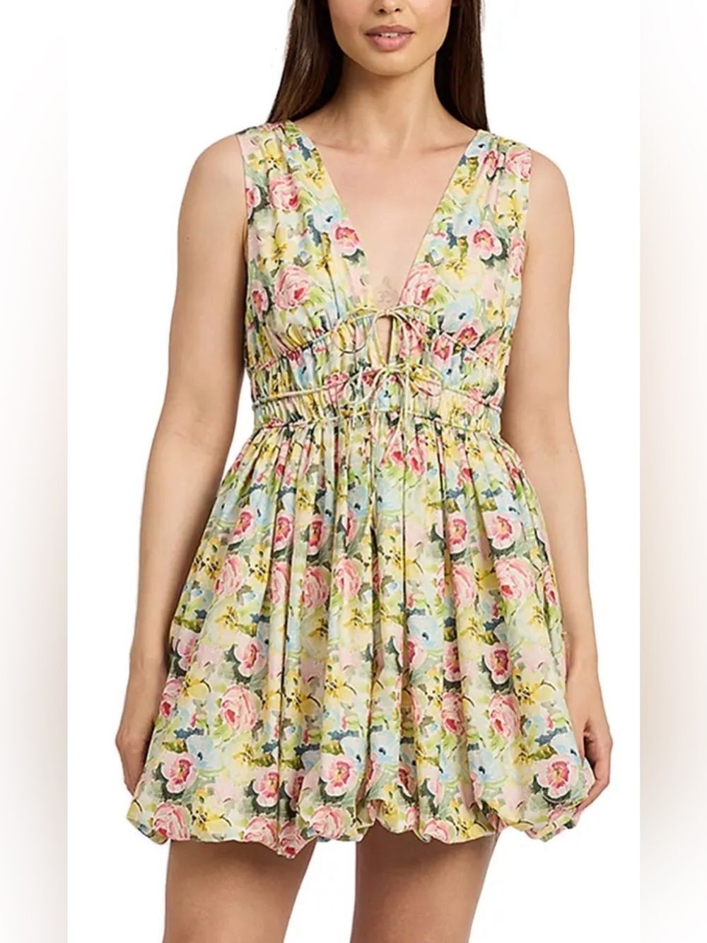 NWTs En Saison Cairo Floral Poplin Bubble Hem Mini Dress Size Large